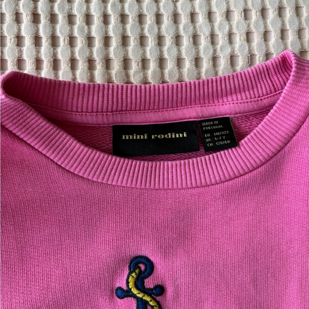 Mini Rodini anchor embroidered pink sweatshirt 116/122 5-7Y with matching shorts - Picture 3 of 7